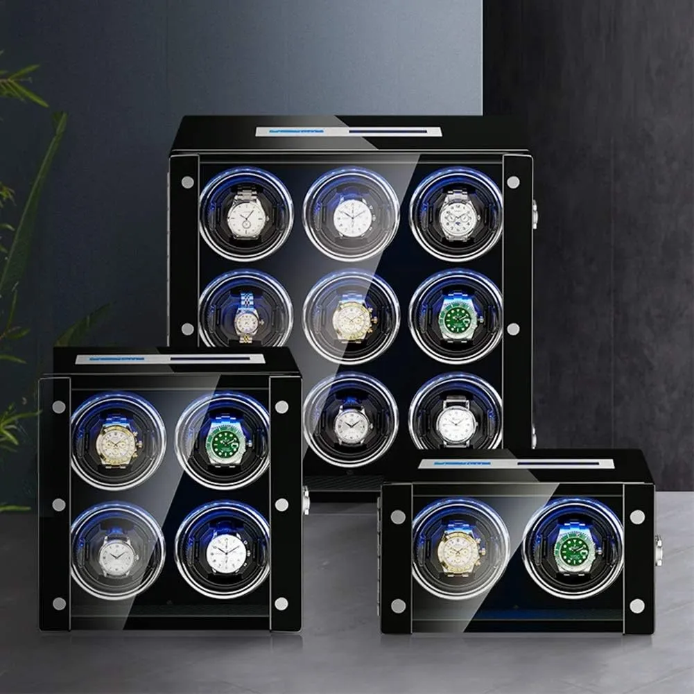 Watch Winder for Automatic Watches LED Backlight Remote Control LCD Touch Screen Adjustable Watch Pillows Silent Motor Watch Winder Watch Box Case Watch Storage Display Gift