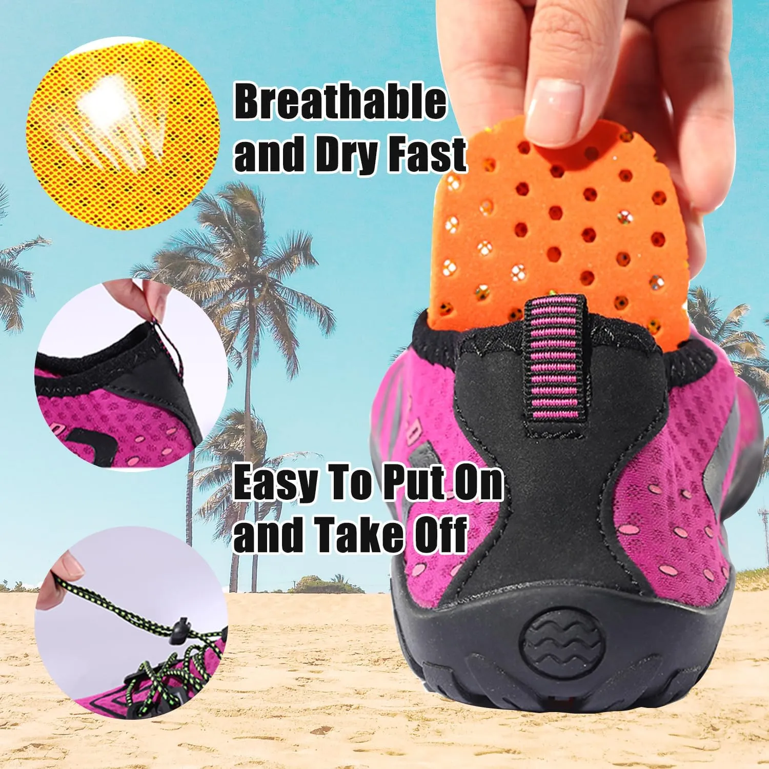 Water Shoes for Women Men, Quick Dry Barefoot Aqua Shoes Beach Swim Sports Outdoor Hiking Diving Surf