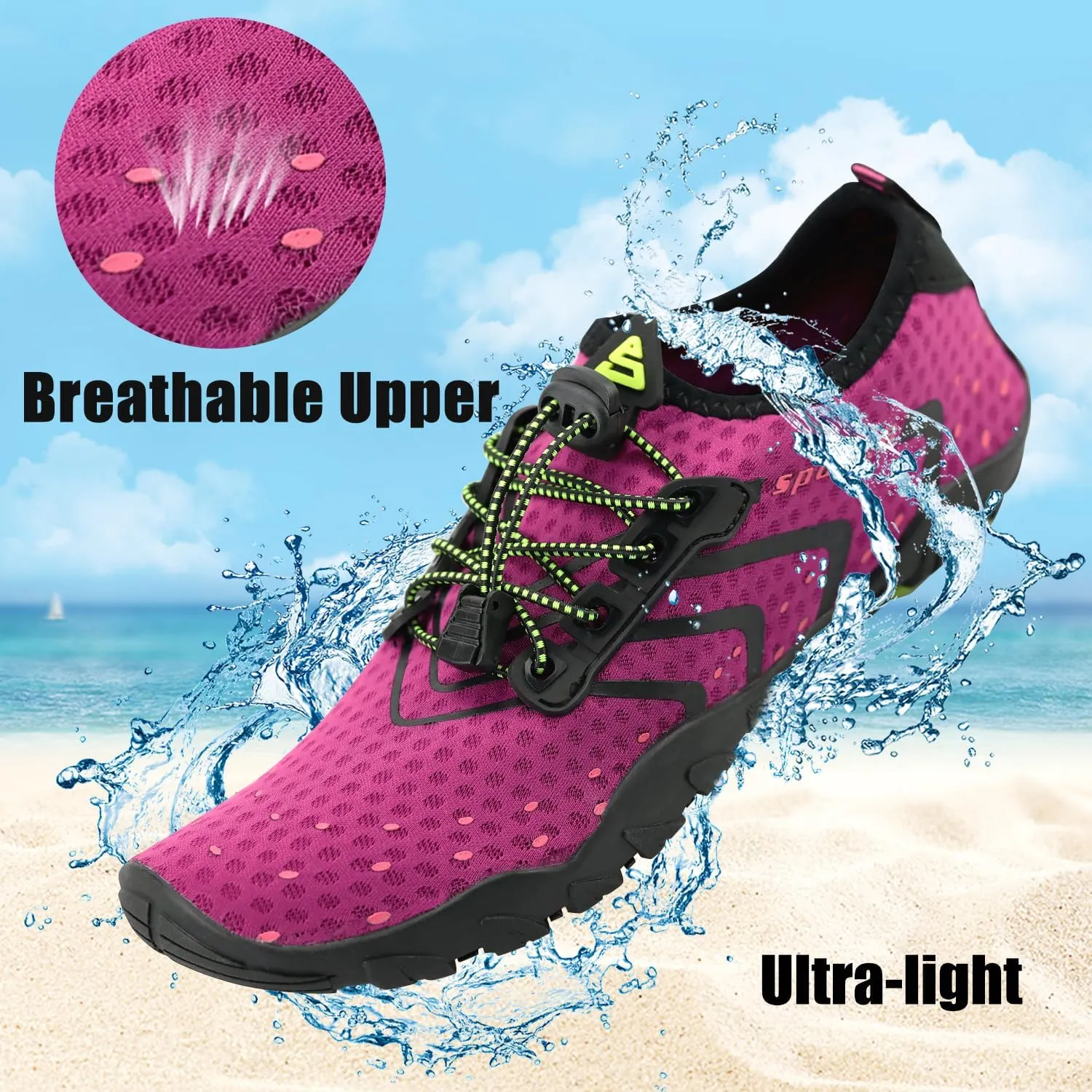 Water Shoes for Women Men, Quick Dry Barefoot Aqua Shoes Beach Swim Sports Outdoor Hiking Diving Surf