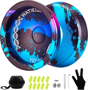 WATIEOBOO yoyo Professional Responsive Yoyo Bearing for Kids 8-12 Beginner Unresponsive Yo yo Bearing for Fingerspin yoyos Tricks with Yoyo Accessories-Dark Blue Pink