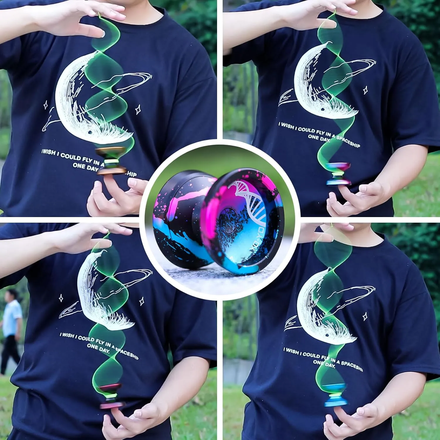 WATIEOBOO yoyo Professional Responsive Yoyo Bearing for Kids 8-12 Beginner Unresponsive Yo yo Bearing for Fingerspin yoyos Tricks with Yoyo Accessories-Dark Blue Pink