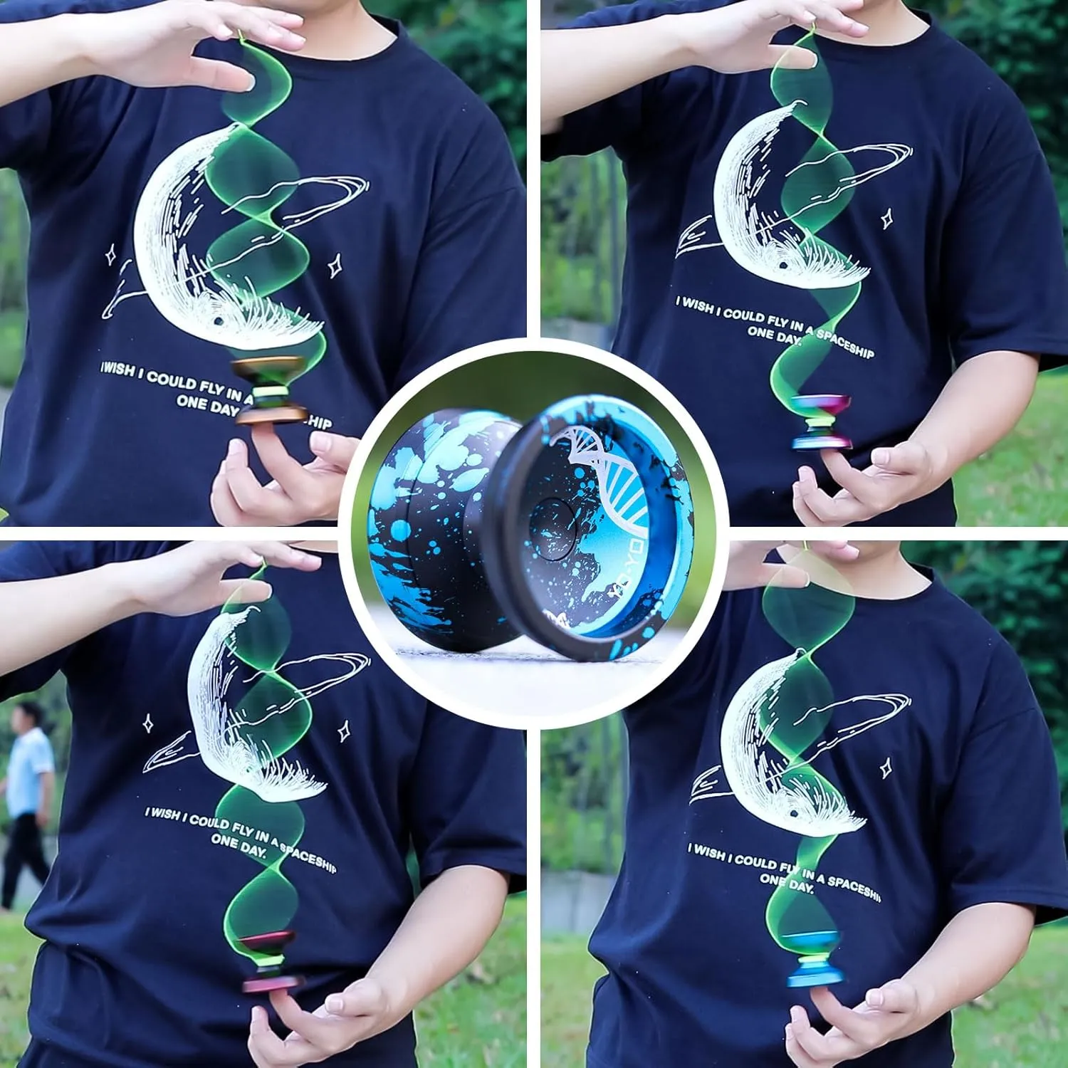 WATIEOBOO Yoyo Professional Responsive Yoyo Bearing for Kids Beginner Unresponsive Yoyo Bearing for Adults Advanced Yoyo Player-Black and Blue, LS-YOYO-31