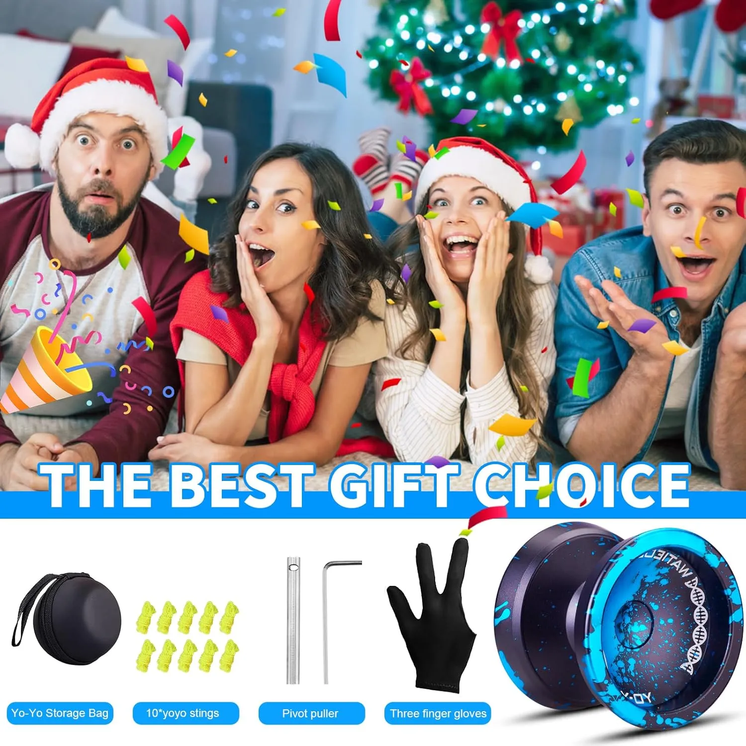 WATIEOBOO Yoyo Professional Responsive Yoyo Bearing for Kids Beginner Unresponsive Yoyo Bearing for Adults Advanced Yoyo Player-Black and Blue, LS-YOYO-31