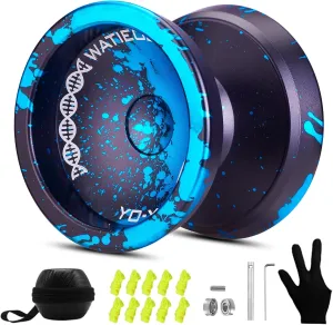 WATIEOBOO Yoyo Professional Responsive Yoyo Bearing for Kids Beginner Unresponsive Yoyo Bearing for Adults Advanced Yoyo Player-Black and Blue, LS-YOYO-31