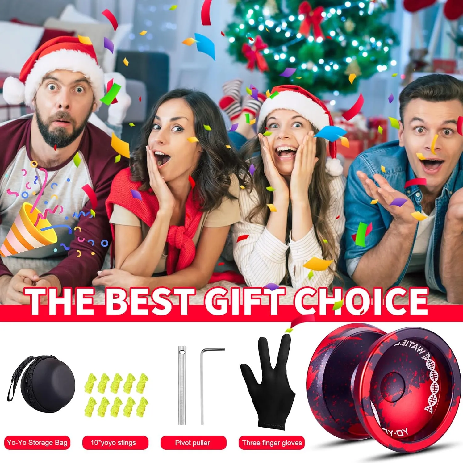 WATIEOBOO Yoyo Trick Yoyo Professional Responsive Yoyo Bearing for Kids Beginner Unresponsive Yoyo Bearing for Adults Advanced Yoyo Player with Removal Bearing Tool -Black and Red, LS-YOYO-31