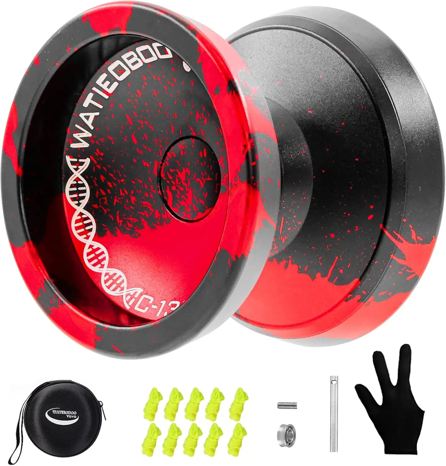 WATIEOBOO Yoyo Trick Yoyo Professional Responsive Yoyo Bearing for Kids Beginner Unresponsive Yoyo Bearing for Adults Advanced Yoyo Player with Removal Bearing Tool -Black and Red, LS-YOYO-31