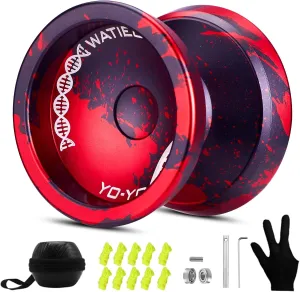 WATIEOBOO Yoyo Trick Yoyo Professional Responsive Yoyo Bearing for Kids Beginner Unresponsive Yoyo Bearing for Adults Advanced Yoyo Player with Removal Bearing Tool -Black and Red, LS-YOYO-31