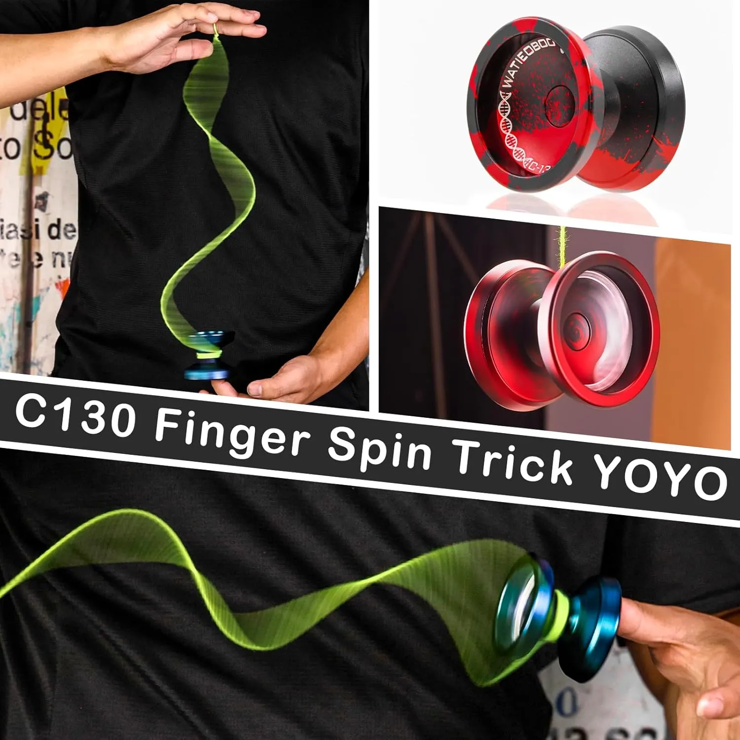 WATIEOBOO Yoyo Trick Yoyo Professional Responsive Yoyo Bearing for Kids Beginner Unresponsive Yoyo Bearing for Adults Advanced Yoyo Player with Removal Bearing Tool -Black and Red, LS-YOYO-31