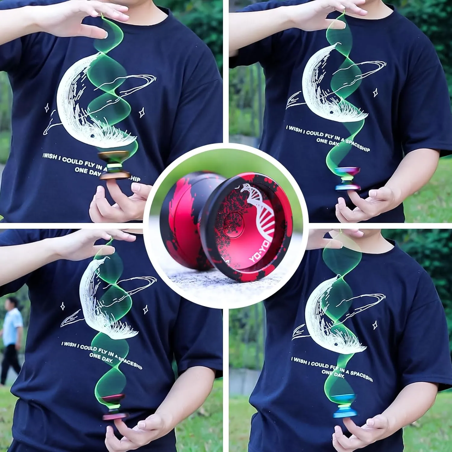 WATIEOBOO Yoyo Trick Yoyo Professional Responsive Yoyo Bearing for Kids Beginner Unresponsive Yoyo Bearing for Adults Advanced Yoyo Player with Removal Bearing Tool -Black and Red, LS-YOYO-31