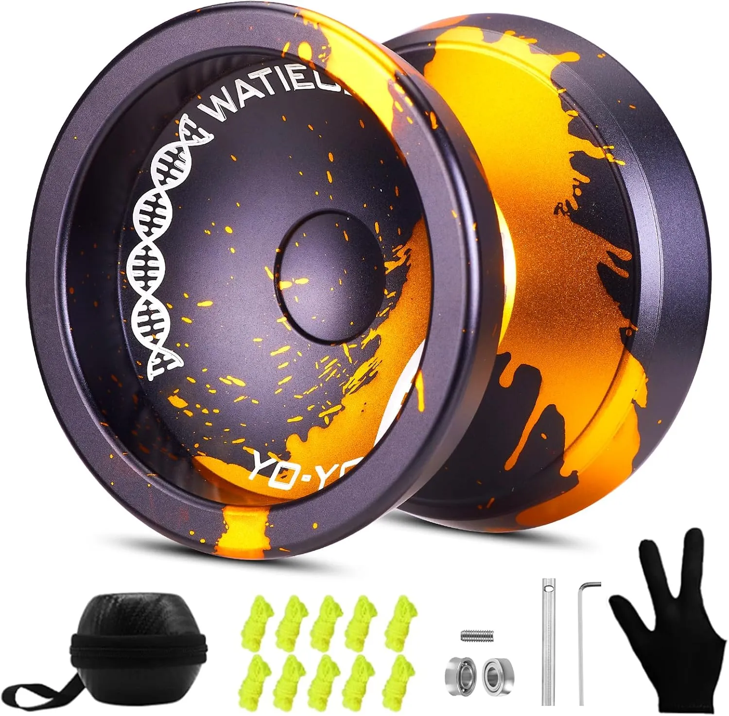 WATIEOBOO Yoyo Trick Yoyo Professional Responsive Yoyo Bearing for Kids Beginner Unresponsive Yoyo Bearing for Adults Advanced Yoyo Player with Removal Bearing Tool -Black Gold, LS-YOYO-31