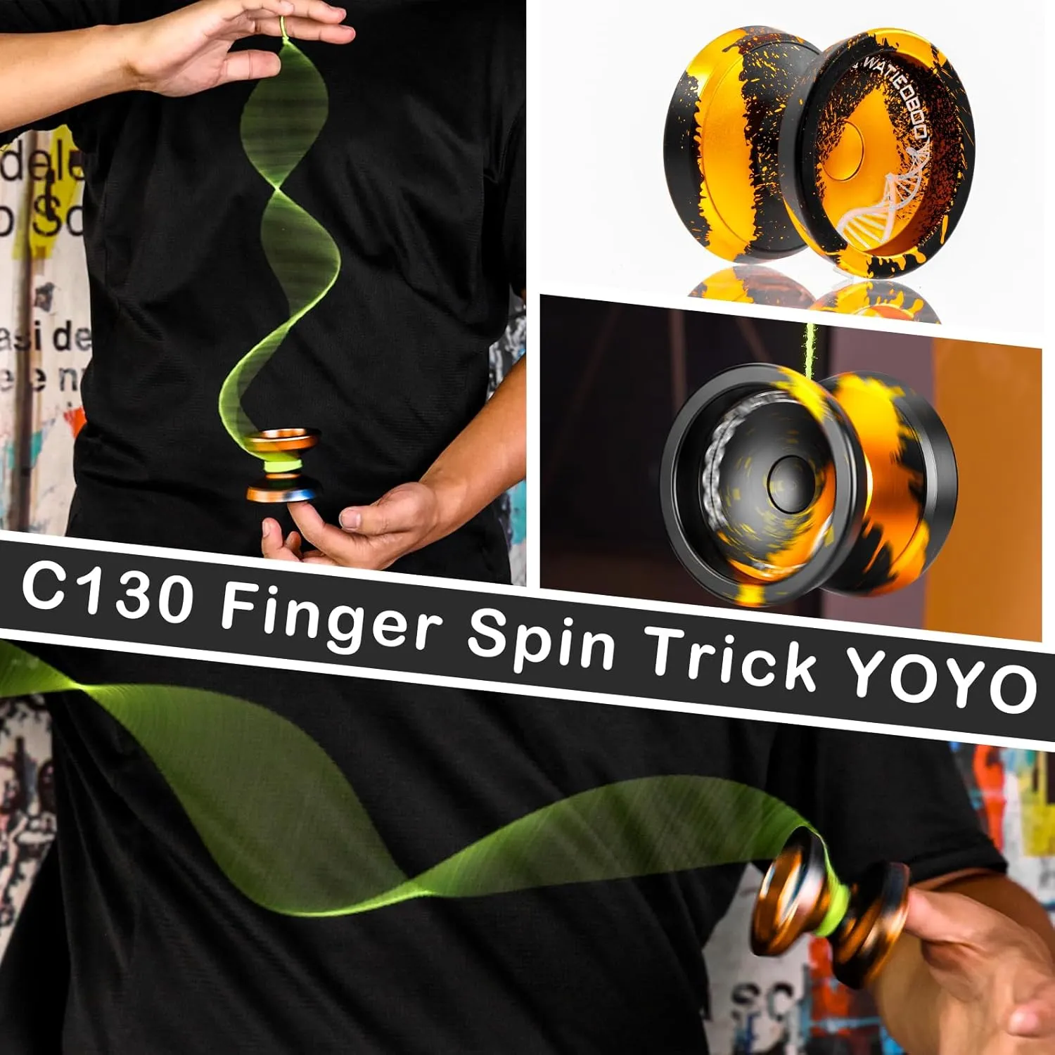 WATIEOBOO Yoyo Trick Yoyo Professional Responsive Yoyo Bearing for Kids Beginner Unresponsive Yoyo Bearing for Adults Advanced Yoyo Player with Removal Bearing Tool -Black Gold, LS-YOYO-31