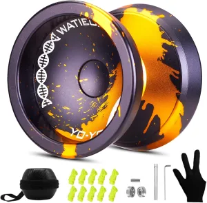 WATIEOBOO Yoyo Trick Yoyo Professional Responsive Yoyo Bearing for Kids Beginner Unresponsive Yoyo Bearing for Adults Advanced Yoyo Player with Removal Bearing Tool -Black Gold, LS-YOYO-31