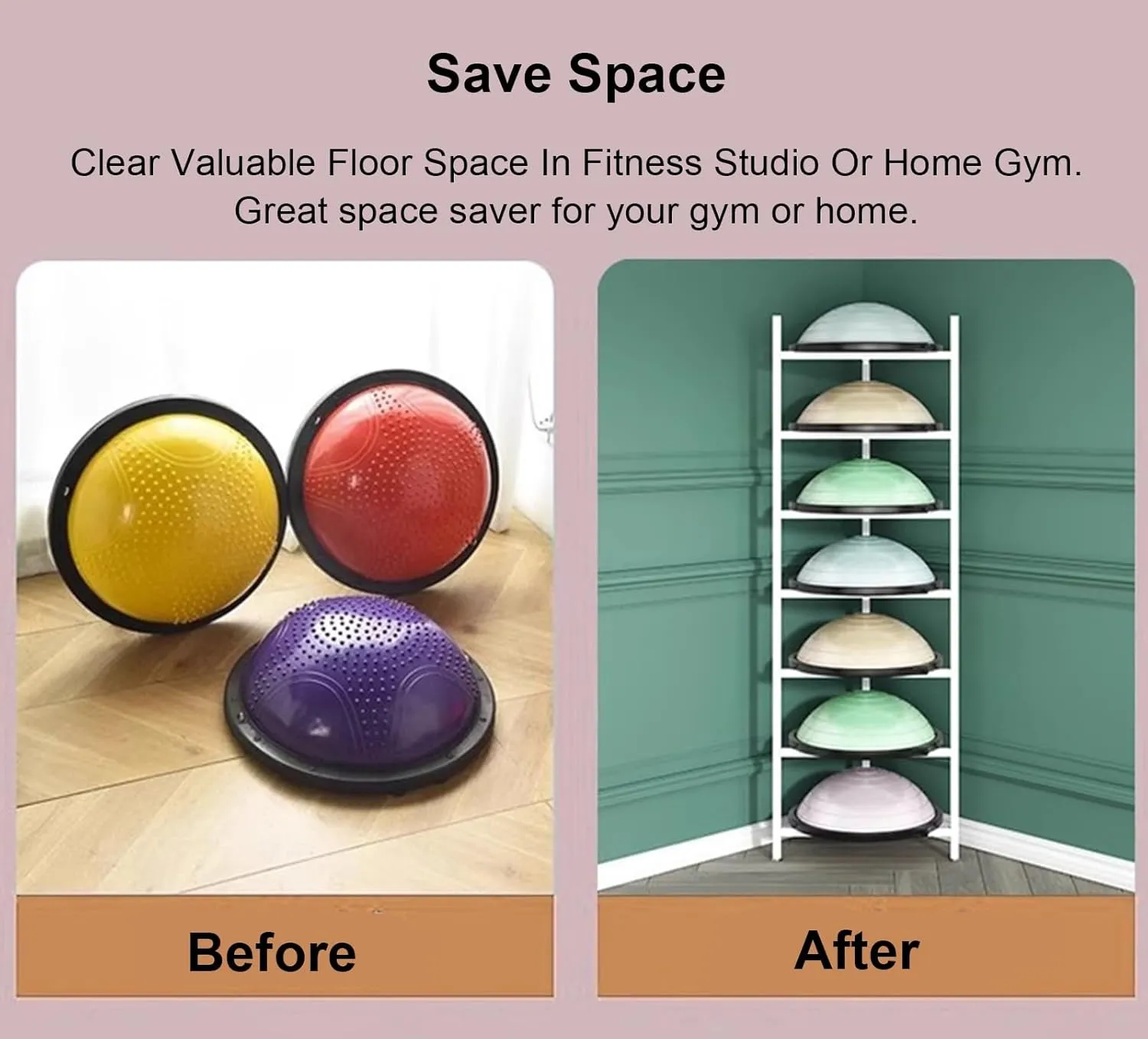 WDJBPSH 4/5 - Tier Exercise Ball Storage Rack, Upright Commercia Yoga Balls Organizer for Bosu Slam Bowling Medicine Balls, Home Gym/Yoga Studios/Office/Fitness Club/Space Saving