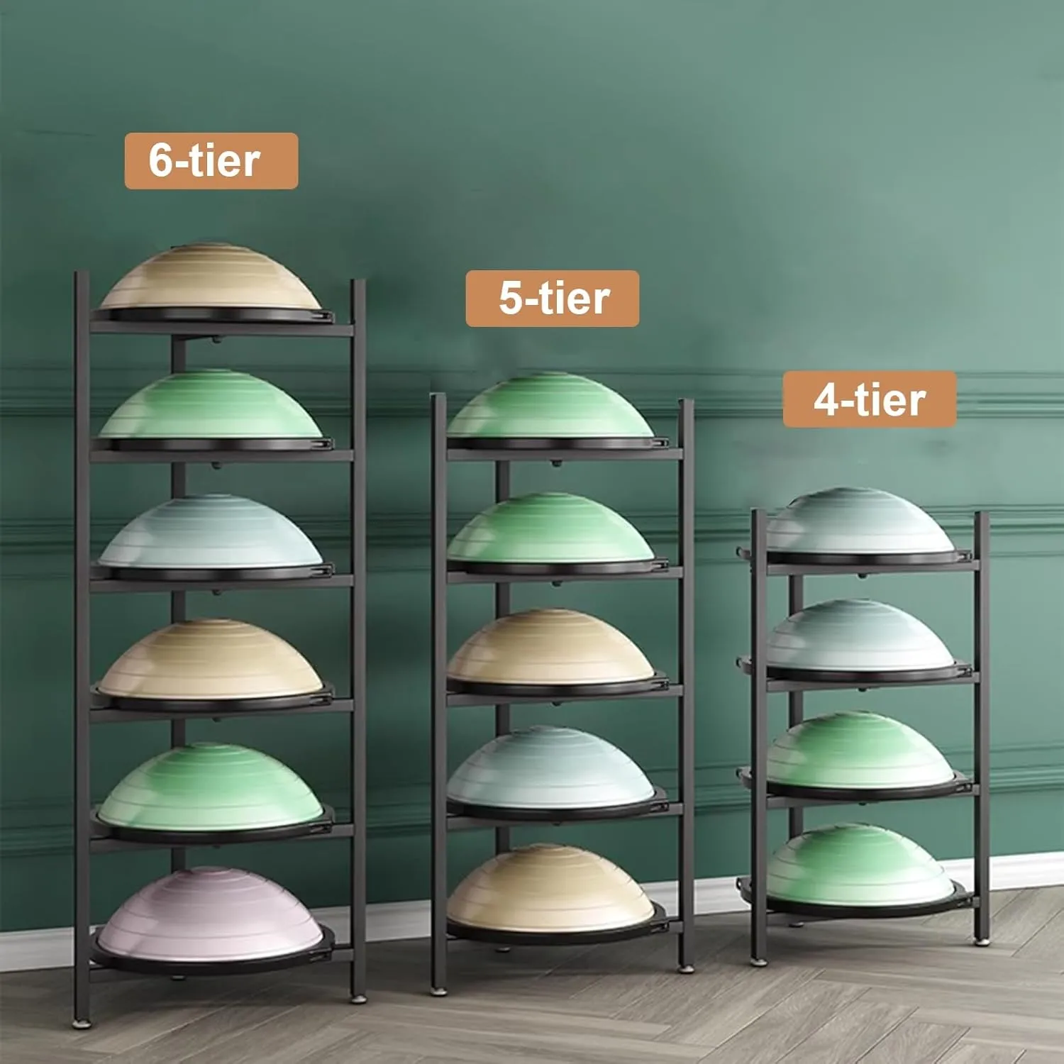 WDJBPSH 4/5 - Tier Exercise Ball Storage Rack, Upright Commercia Yoga Balls Organizer for Bosu Slam Bowling Medicine Balls, Home Gym/Yoga Studios/Office/Fitness Club/Space Saving