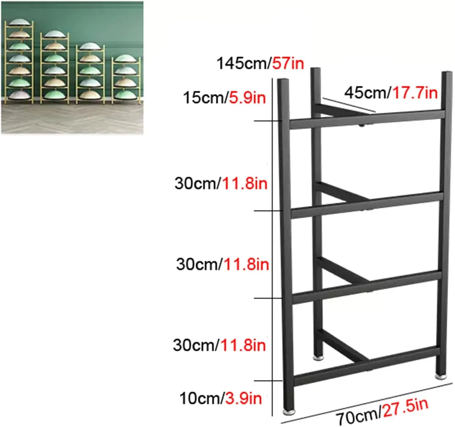 WDJBPSH 4/5 - Tier Exercise Ball Storage Rack, Upright Commercia Yoga Balls Organizer for Bosu Slam Bowling Medicine Balls, Home Gym/Yoga Studios/Office/Fitness Club/Space Saving