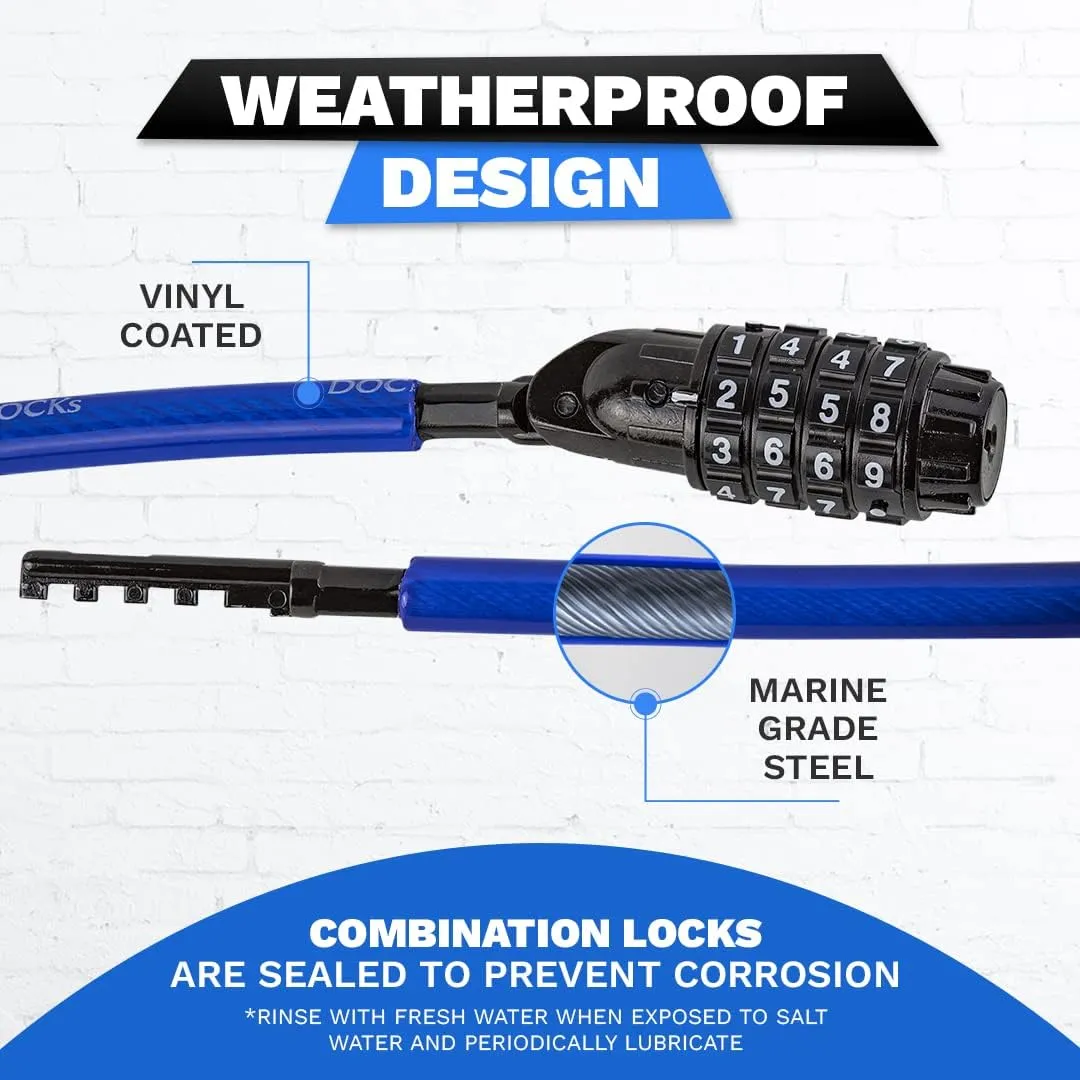 Weatherproof Straight Security Cable Lock (5ft to 25ft Lengths) with Resettable Combination, Anti-Theft Protection for Kayak, Bike, Paddleboard, Scooter, Equipment, Bicycles and More 5ft