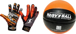 Weighted Basketball Training Ball & Anti-Grip Dribbling Gloves Set – Build Strength, Improve Ball Handling, Includes Free Pro Training Video, 29.5” (3 lbs) & 28.5” (2.75 lbs) Sizes