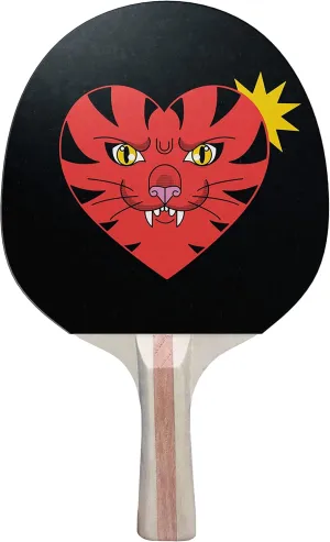 Wild Heart Colorful Design Ping Pong Paddle, Premium 5 Ply Table Tennis Racket (Red on Back)
