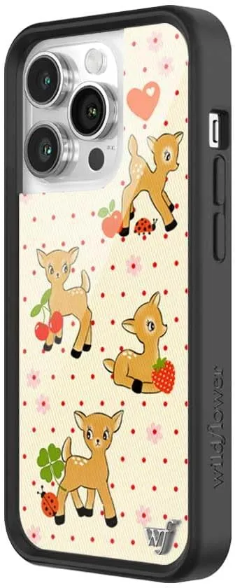 Wildflower Cases - Oh Deer, Compatible with Apple iPhone 14 Pro | Animals Fruit Floral Dainty Aesthetic Cute Trendy - Protective Black Bumper, 4ft Drop Test Certified, Women Owned Small Business