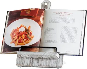 Willow & Croft Premium Cook Book Stand. Farmhouse Cutting Board Stand Cookbook Holder, Recipe Book Holder. Distressed Cookbook Stand for Kitchen Counter. Rustic Home Decor, Adjustable Display Stand.