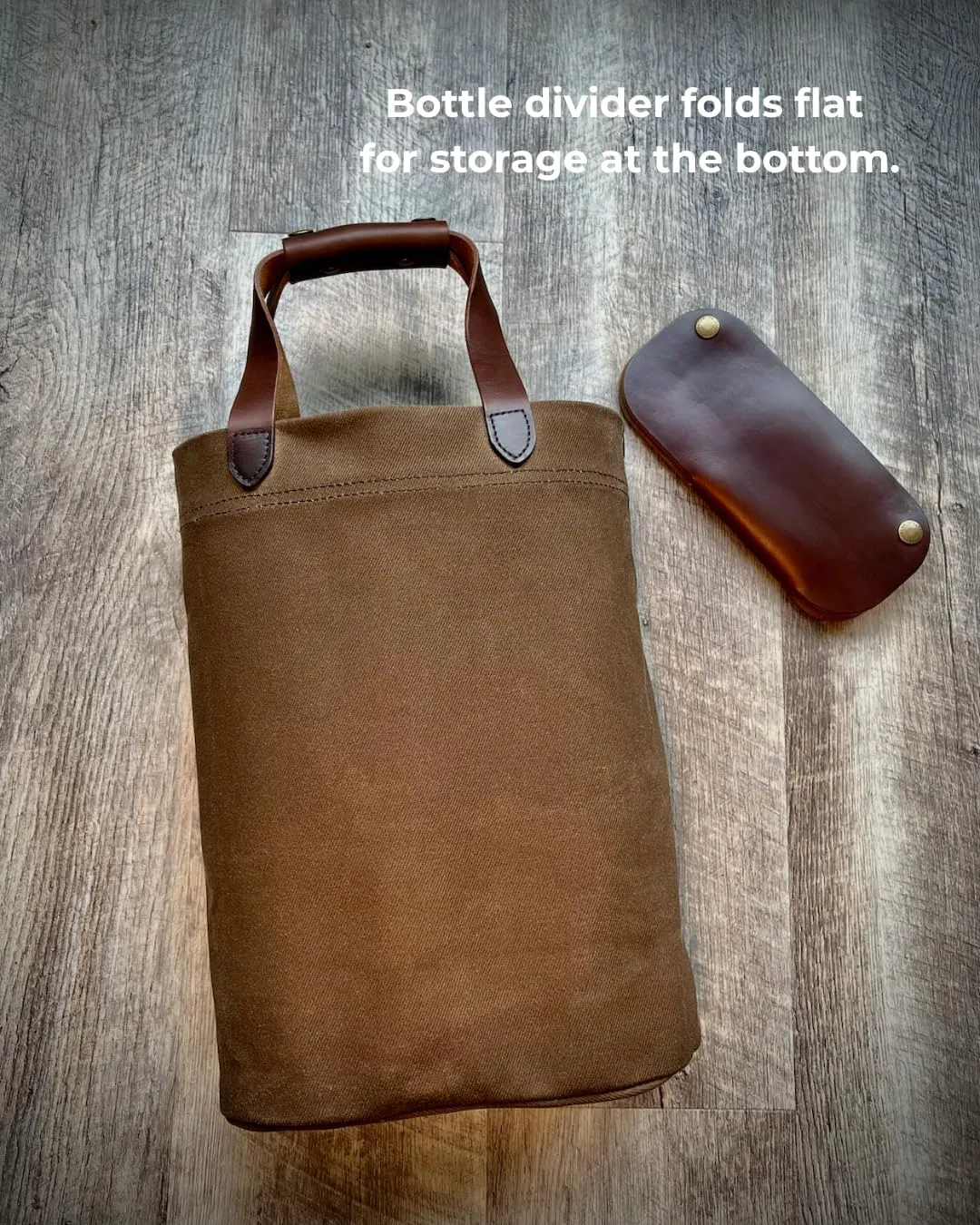 Wine Tote, 2 or 3 Bottle Wine Bag, Heavy Duty, Made in USA, Brown