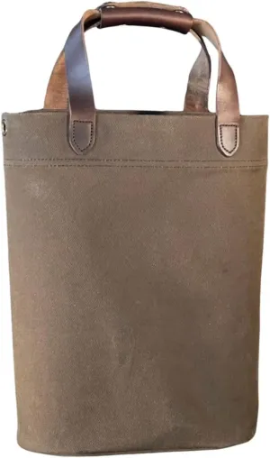 Wine Tote, 2 or 3 Bottle Wine Bag, Heavy Duty, Made in USA, Brown