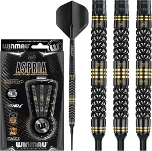 Winmau Aspria 95% / 85% Tungsten Darts Set with Flights and Stems (Shafts) Steel Tip & Soft Tip