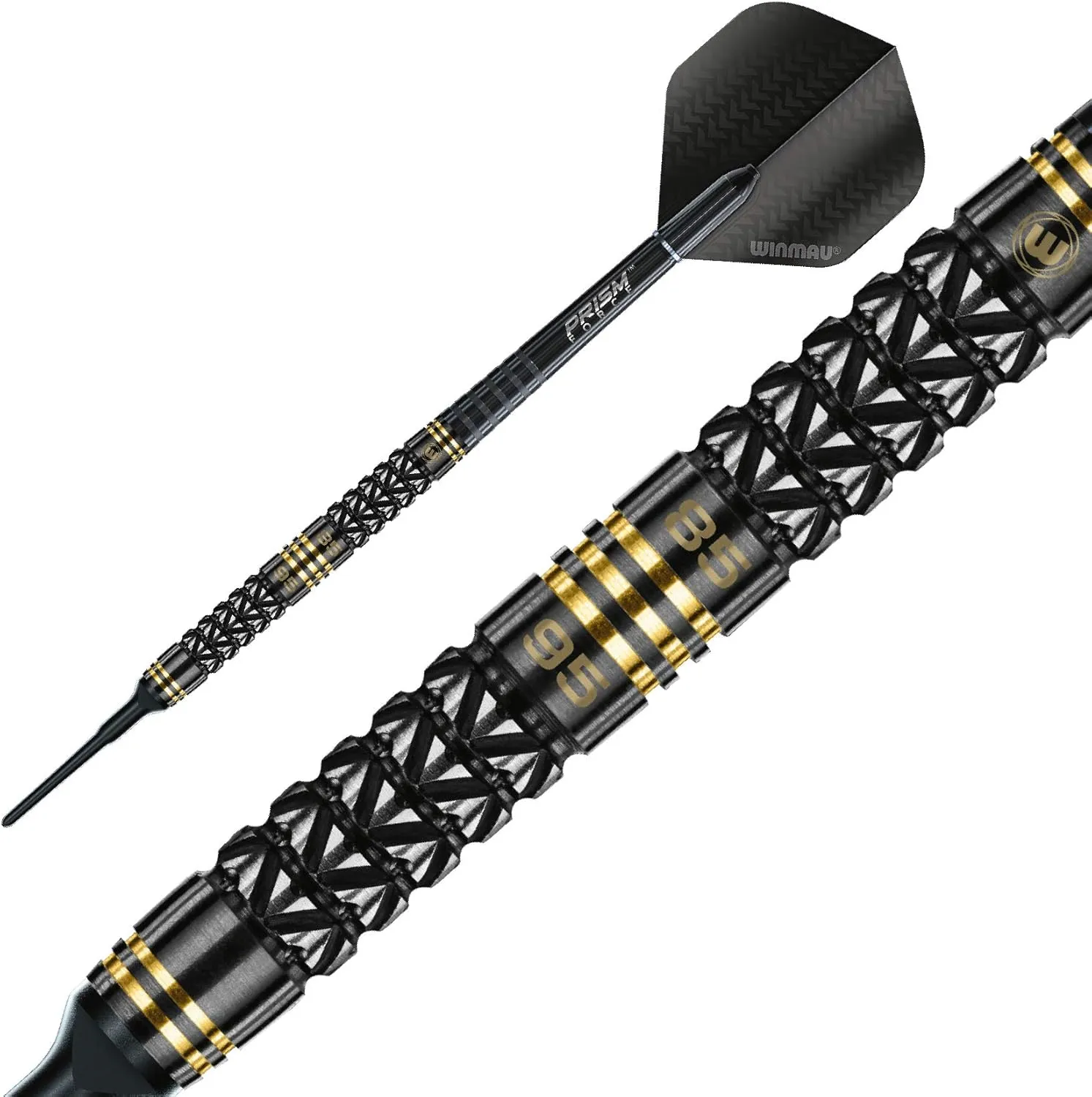 Winmau Aspria 95% / 85% Tungsten Darts Set with Flights and Stems (Shafts) Steel Tip & Soft Tip