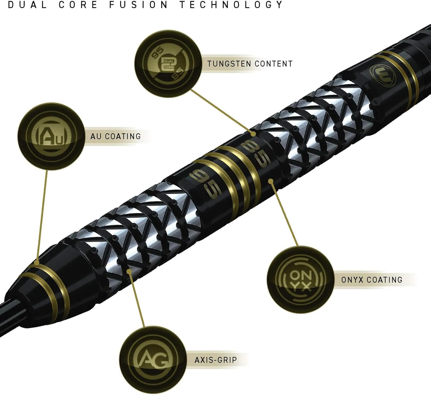 Winmau Aspria 95% / 85% Tungsten Darts Set with Flights and Stems (Shafts) Steel Tip & Soft Tip
