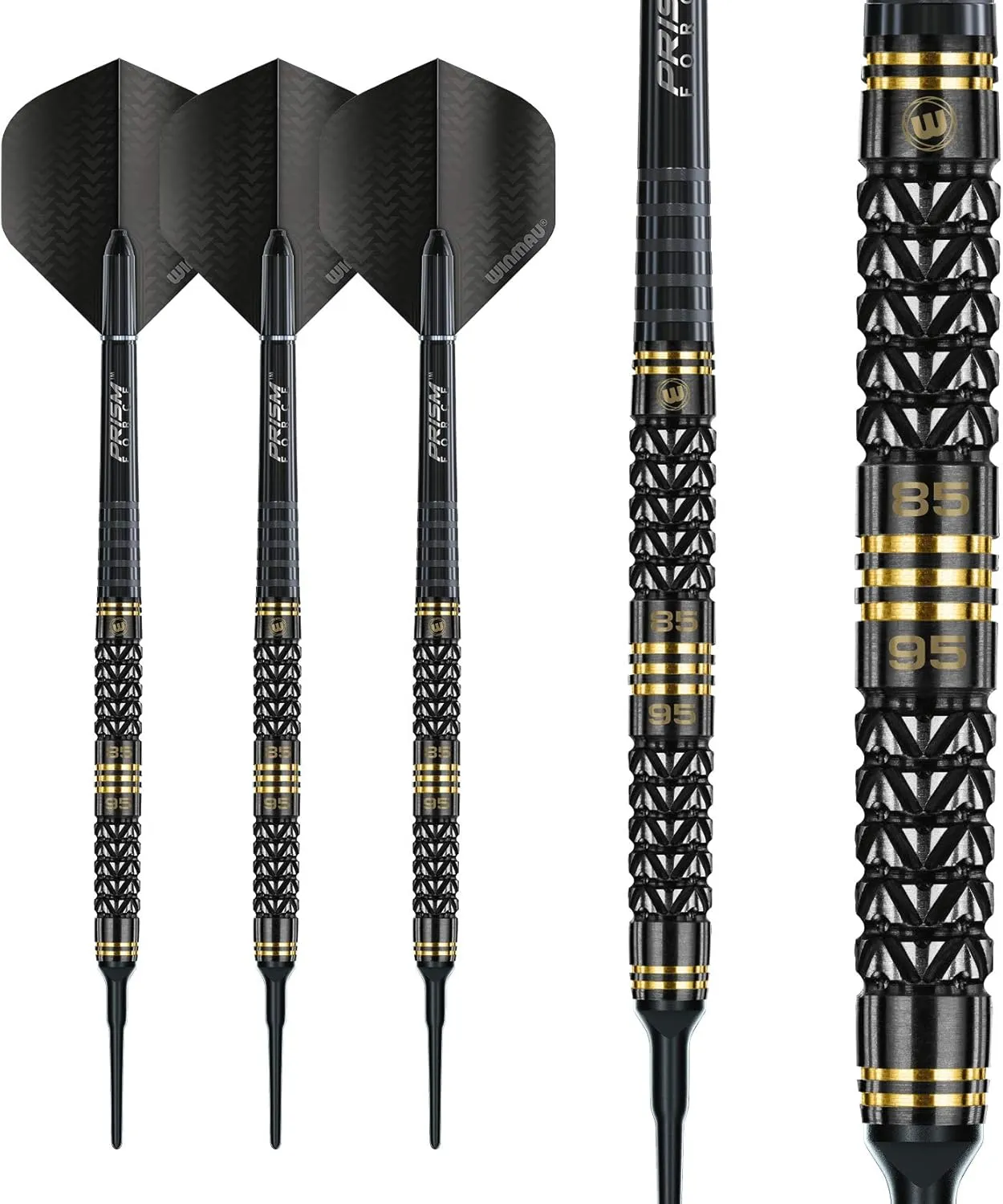 Winmau Aspria 95% / 85% Tungsten Darts Set with Flights and Stems (Shafts) Steel Tip & Soft Tip