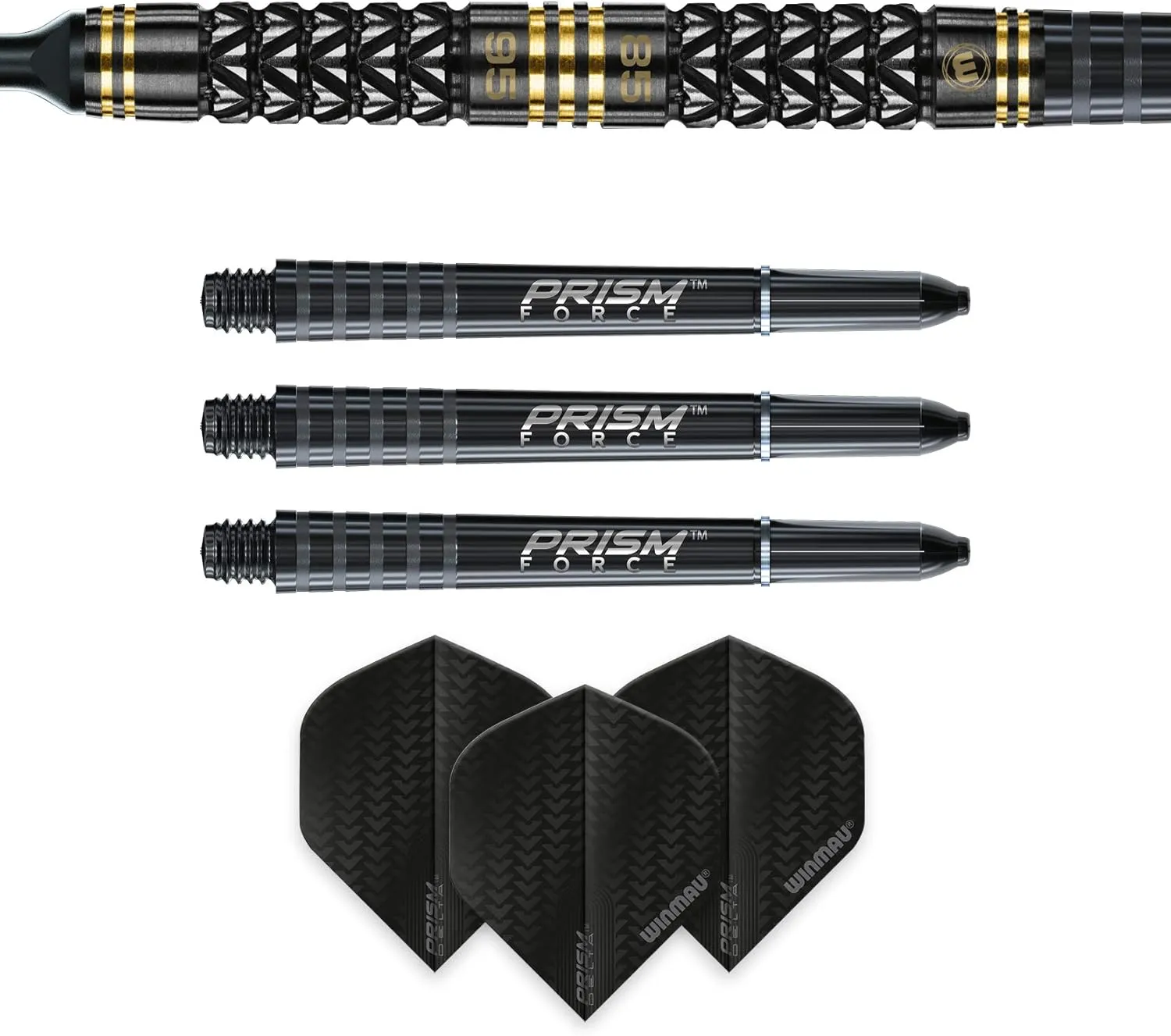 Winmau Aspria 95% / 85% Tungsten Darts Set with Flights and Stems (Shafts) Steel Tip & Soft Tip