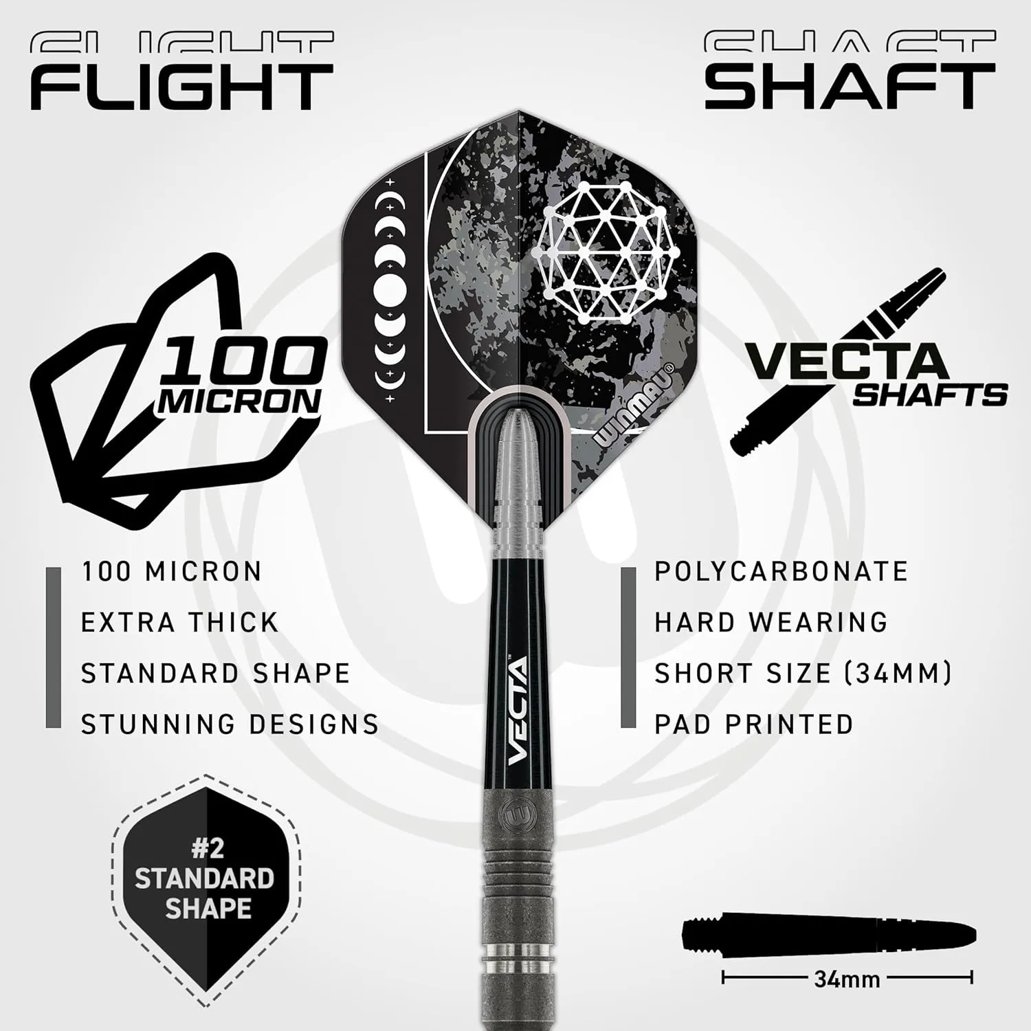 Winmau Darts Callisto Series 90% Professional Tungsten Steel Tip Darts Set with Dart Flights and Dart Shafts (Stems) - Available in Three Styles - 22g, 23g, 24g, 25g & 26g Dart