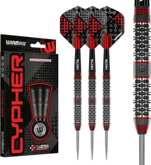 Winmau Darts Cypher Series 90% Professional Tungsten Darts Set with Dart Flights and Dart Shafts (Stems) - Available Weights 18g Soft Tip 22g, 24g and 26g Steel Tip