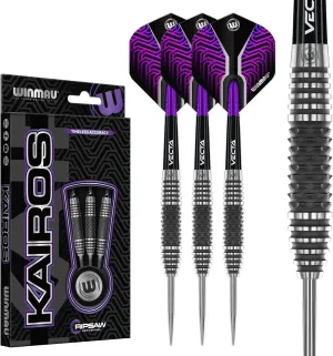 Winmau Darts Kairos Series 90% Professional Tungsten Steel Tip Darts Set with Dart Flights and Dart Shafts (Stems) - Available in Two Styles - Available Weights 21g, 23g 24g and 26g