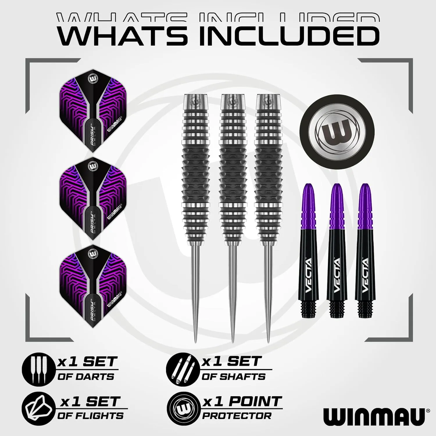 Winmau Darts Kairos Series 90% Professional Tungsten Steel Tip Darts Set with Dart Flights and Dart Shafts (Stems) - Available in Two Styles - Available Weights 21g, 23g 24g and 26g