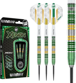 Winmau Darts Xenon Series 90% Professional Tungsten Darts Set with Dart Flights and Dart Shafts (Stems) - Available Weights 18g Soft Tip 23g, 24g and 25g Steel Tip