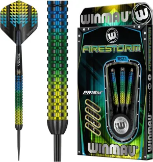 Winmau Firestorm 25 Gram Professional Steeltip Tungsten Darts Set with Flights and Stems (Shafts)