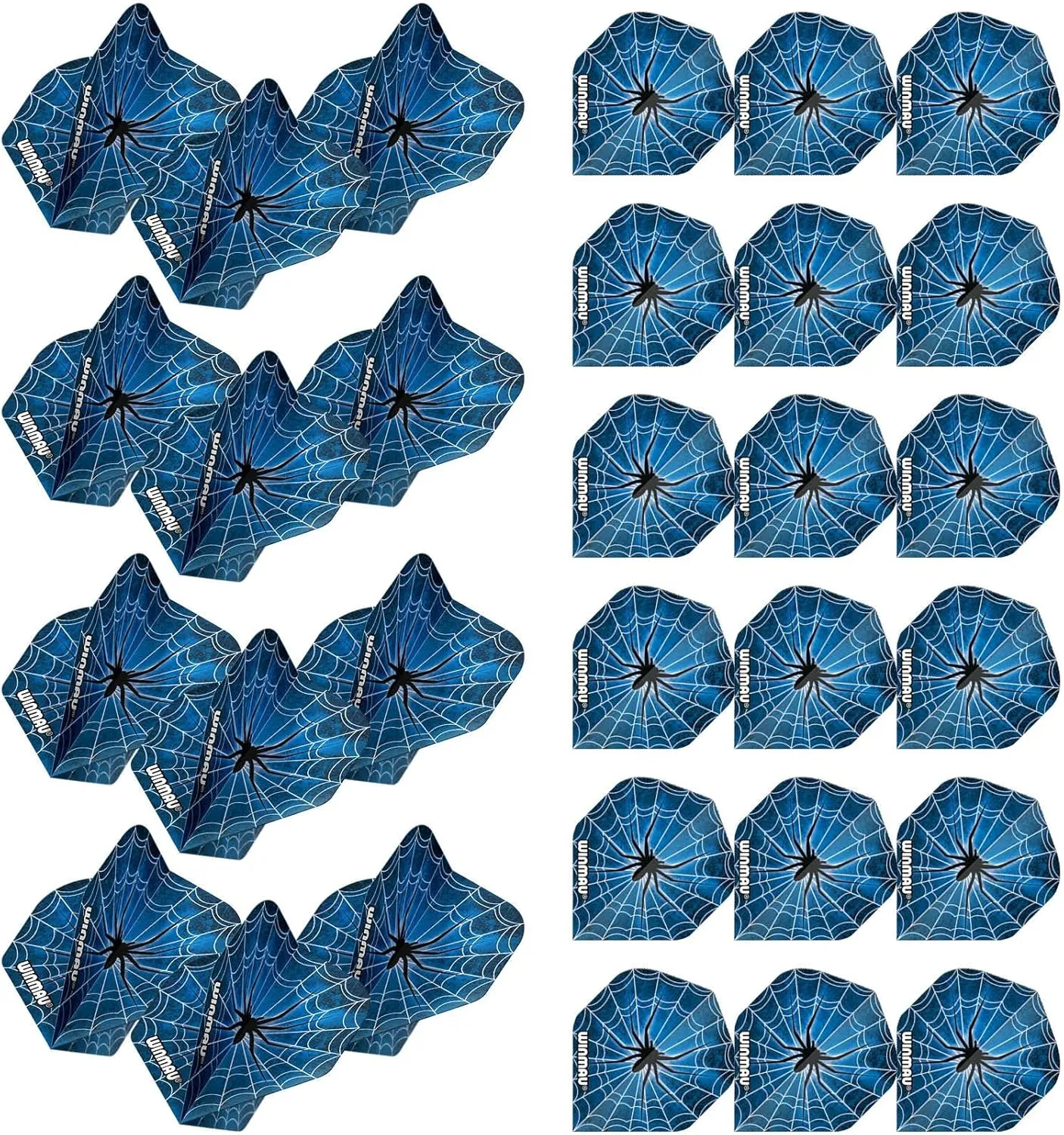 Winmau Mega Standard Blue Spider Dart Flights - 10 Sets per Pack (30 Dart Flights in Total)