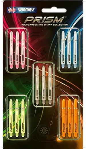 Winmau Prism 1.0 Dart Shafts, Force Grip Zone Stems, Medium 48mm, Neon Mixed Colors (5 Sets)