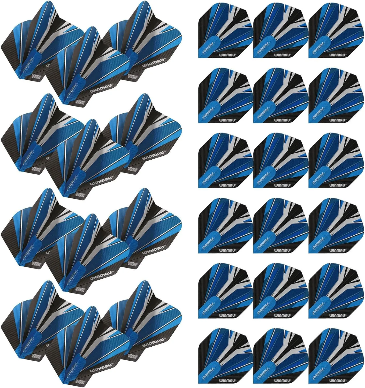 Winmau Prism Alpha Black & Blue Dart Flights - 10 Sets per Pack (30 Dart Flights in Total)
