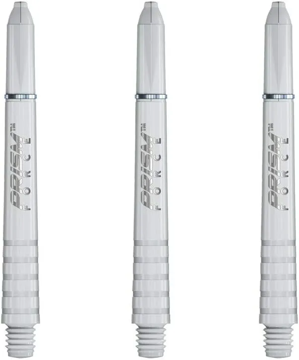 Winmau Prism Force Dart Shafts, Force Grip Zone Stems, Short 36mm, White (3 Sets)