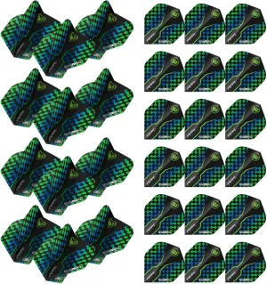Winmau Prism Zeta Black, Green & Blue Extra Thick Dart Flights - 10 Sets per Pack (30 Dart Flights in Total)