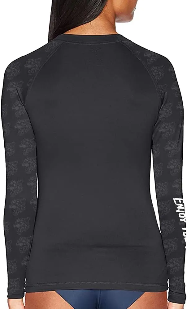 Women's Funny Cute Graphic Long Sleeve Rash Guard Sports Wicking T-Shirt for MMA BJJ Wrestling