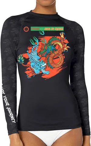 Women's Funny Cute Graphic Long Sleeve Rash Guard Sports Wicking T-Shirt for MMA BJJ Wrestling