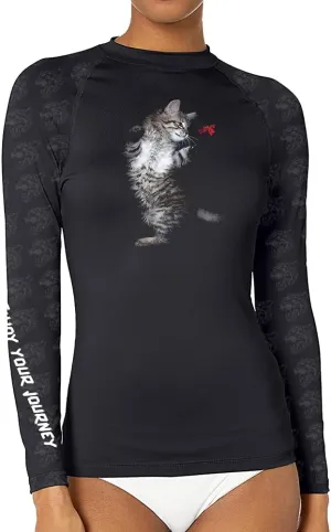 Women's Funny Cute Graphic Long Sleeve Rash Guard Sports Wicking T-Shirt for MMA BJJ Wrestling