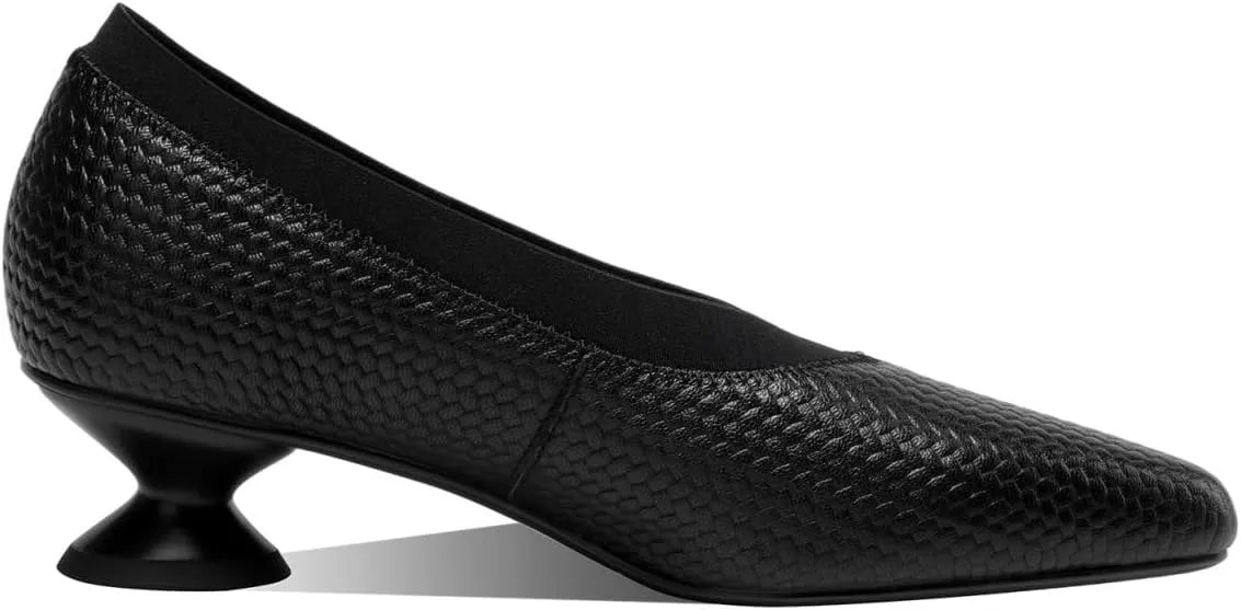 Women's Pointed Toe Handmade Cone Heels Embossed Genuine Leather Retro Pumps Shoes