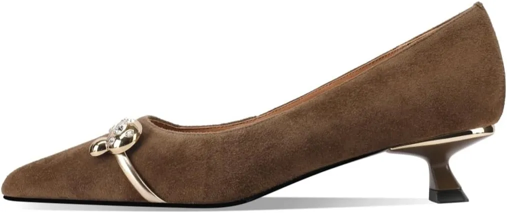 Women's Pointed Toe Soft Suede Leather Handmade Low Heels Cute Pumps Shoes