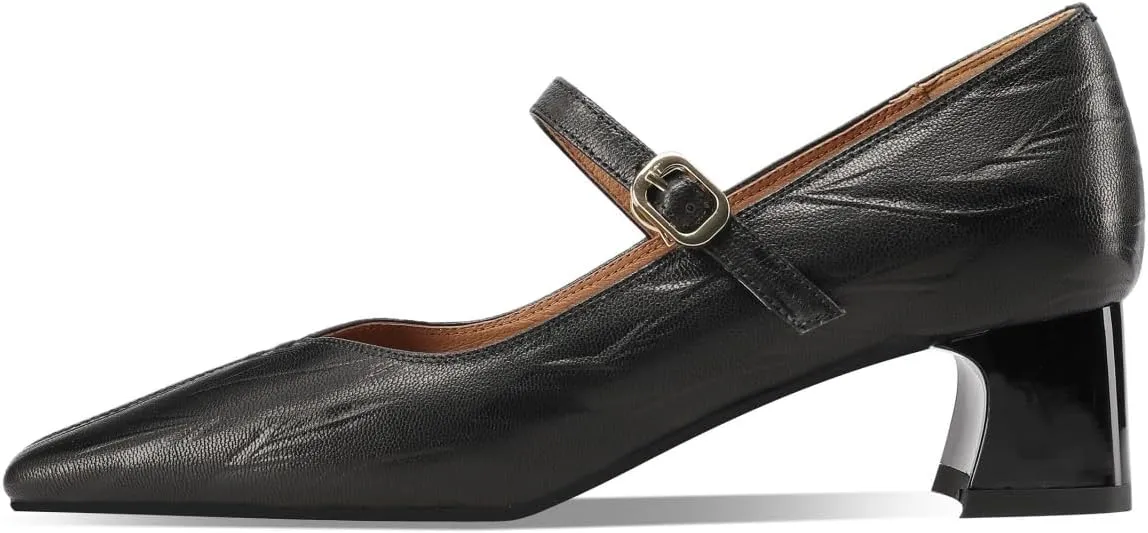 Women's Square Toe Genuine Leather Handmade Strap Buckle Low Chunky Heels Mary Jane Pumps Shoes
