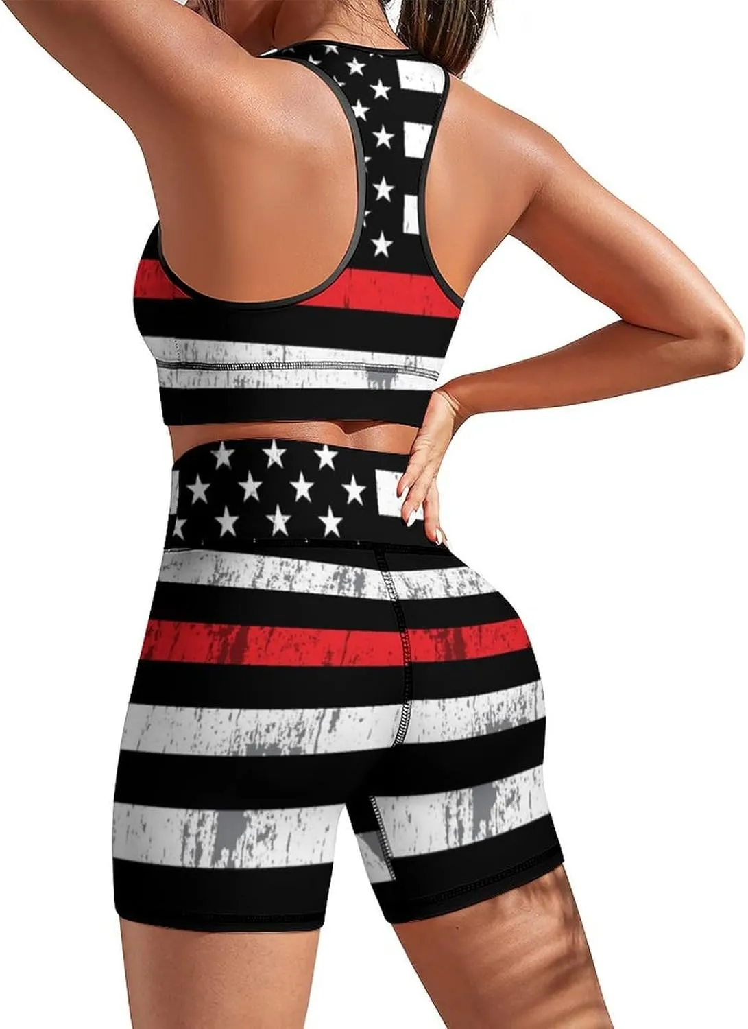 Women's Yoga Outfit 2 Piece Set Workout Athletic Shorts High Waist Leggings Sports Bra Set Gym Clothes