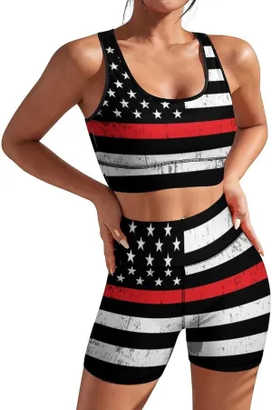 Women's Yoga Outfit 2 Piece Set Workout Athletic Shorts High Waist Leggings Sports Bra Set Gym Clothes